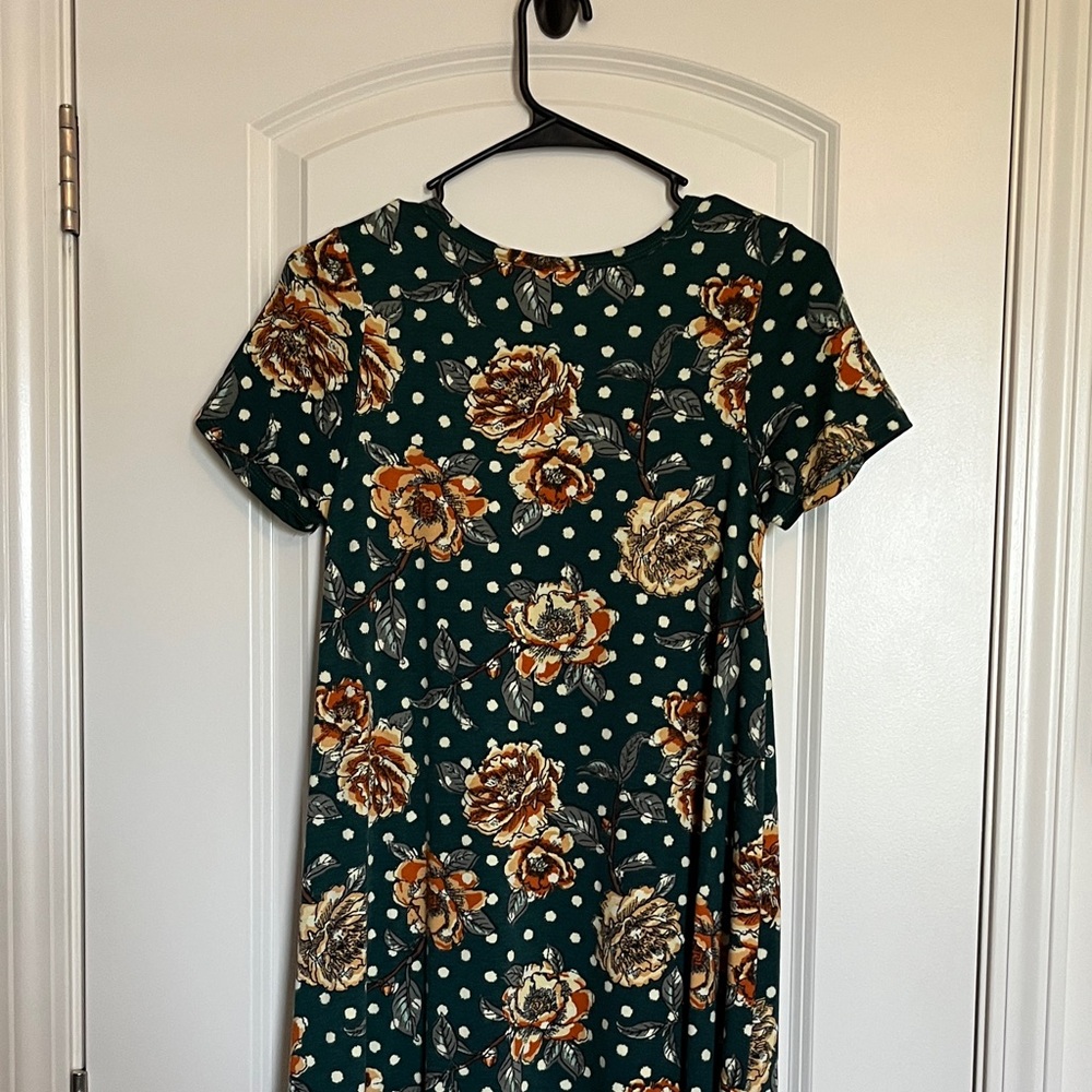 LulaRoe Floral Hunter Green Rose Dress - Picture 5 of 6